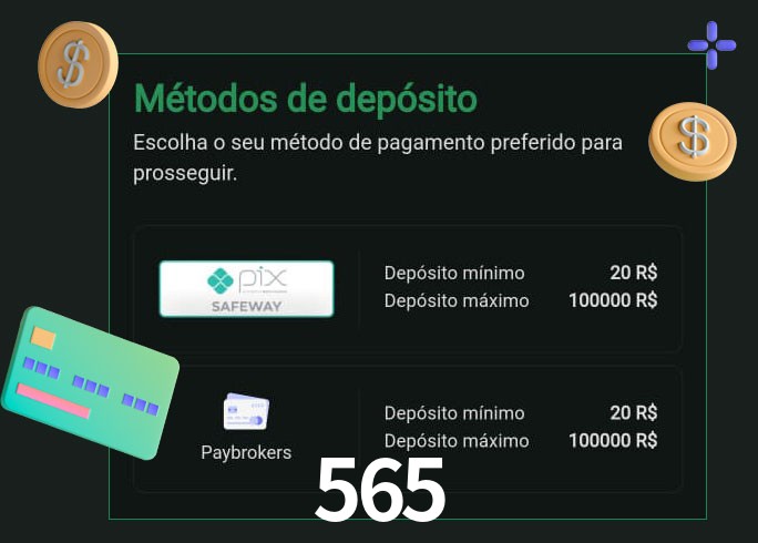 O cassino 565 oferece uma grande variedade de métodos de pagamento